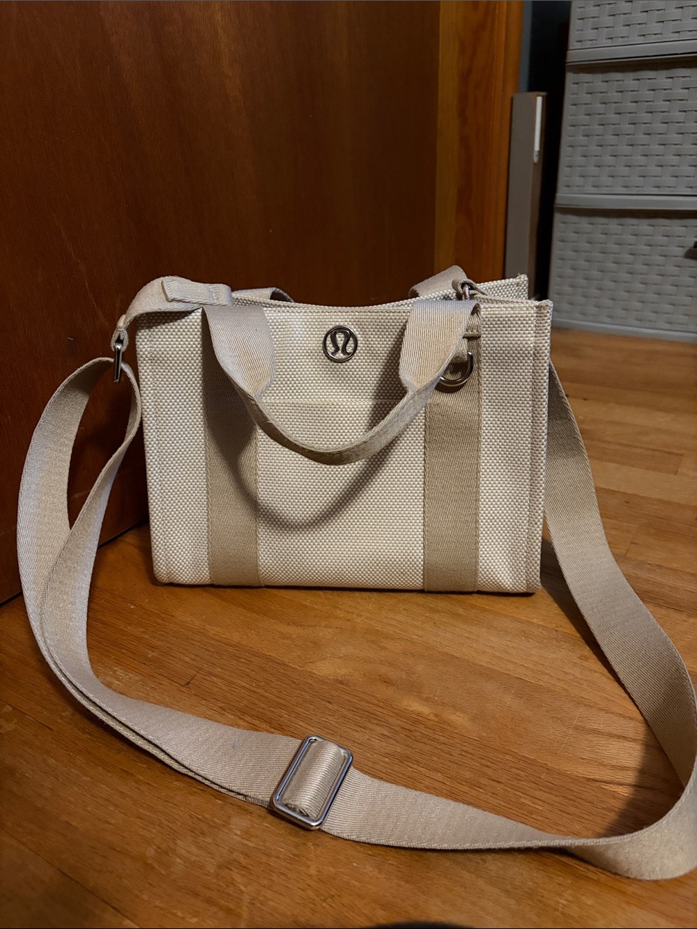 lululemon athletica Light Beige Canvas Crossbody Tote